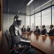 A medieval knight in full, authentic steel armor sitting at a modern corporate boardroom table during a business meeting. Around the table, men and women in professional business suits are engaged in discussion. The knight, fully armored, contrasts with the contemporary office setting, complete with sleek furniture, laptops, and large glass windows. The atmosphere is serious yet surreal, with a mix of medieval and modern elements. Ultra-realistic, high definition, 8K resolution. --style raw --stylize 0 --v 6.1 Job ID: cdf1eb13-a218-46cd-9ccd-d4264f3d6254